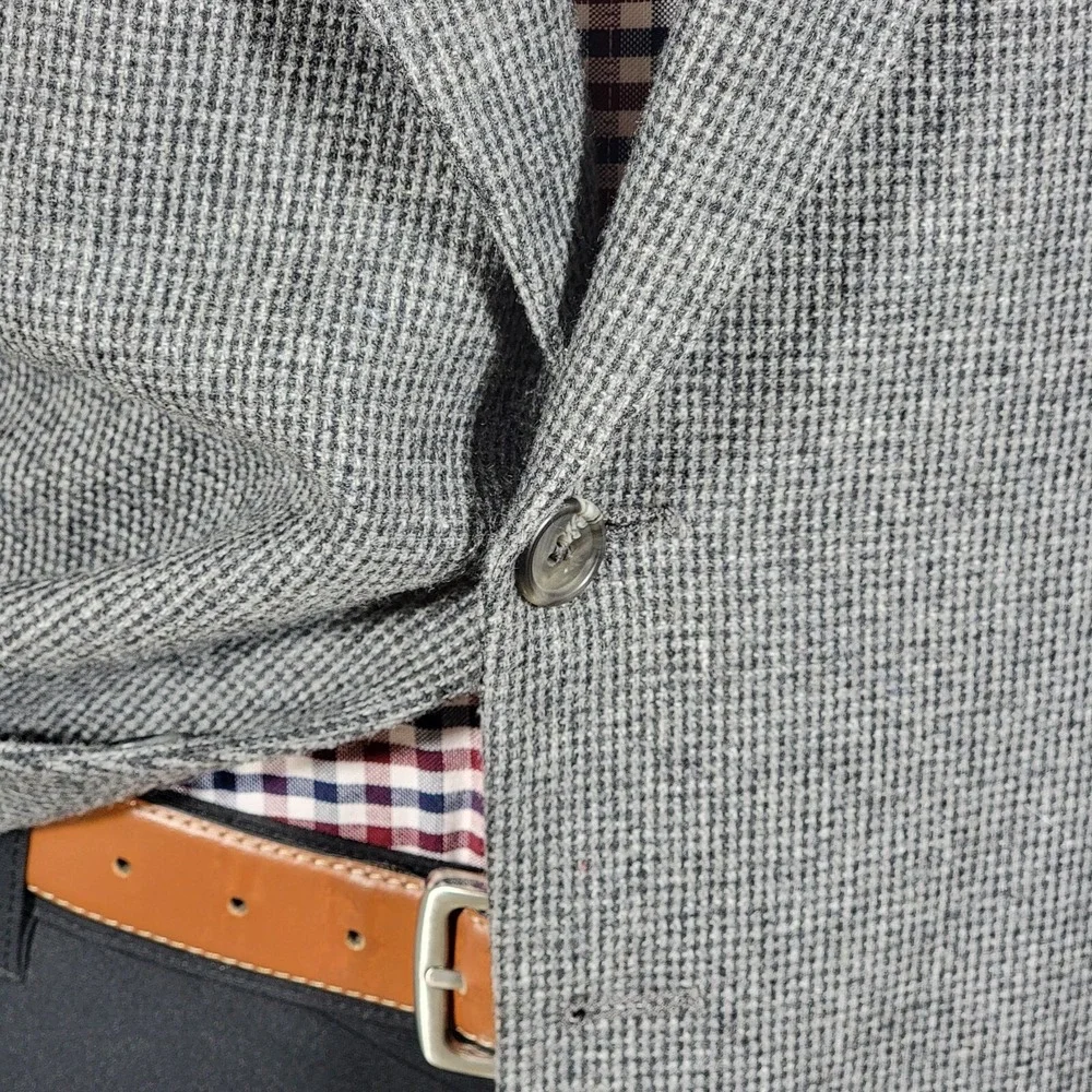 VTG Town Craft Men's Tweed Sport Coat Blazer Two Button Gray‎ Wool Size 44R